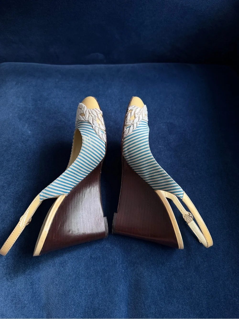 Fendi Leather Printed Slingback Wedge‎ Pumps Size 7